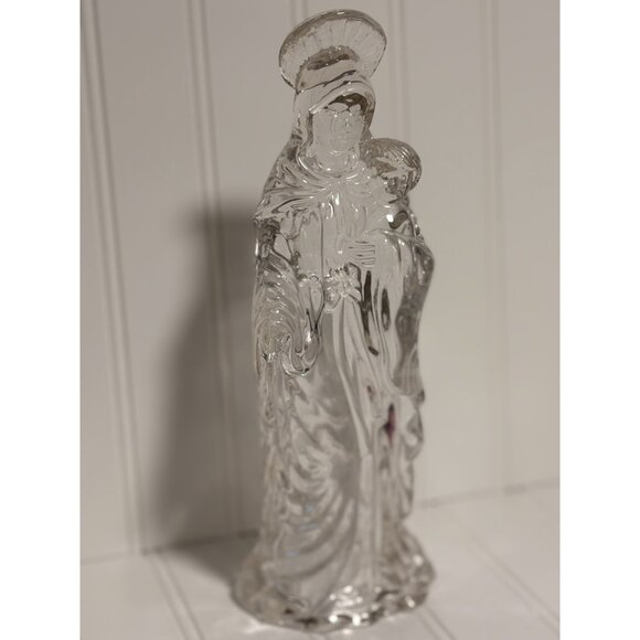 Glass Madonna Holding Baby Jesus Figurine Virgin Mary Christ Child 12” Tall - Picture 6 of 11